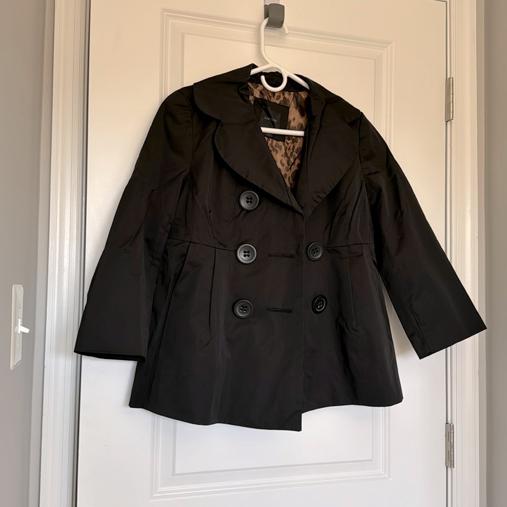 Express Women's Black Short Trench Jacket (XS)